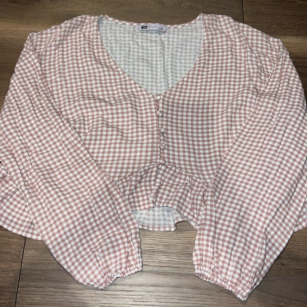 SO gingham pattern blouse